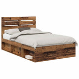 Bed Frame with Headboard Old Wood 135 x 190 cm Solid Pine Wood 3411429