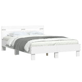 Bed Frame White Engineered Wood Double Modern Bed Frame 3207427