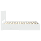Bed Frame with Storage and Headboard White Engineered Wood 3414087