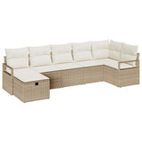 Sofa Set with Cushion Manual 7 pcs Beige and Cream Poly Rattan 3359200