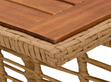 Garden Table Natural 100 x 55 x 37 cm PE Rattan and Glass 42035142