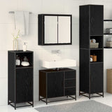 Bathroom Furniture Set 3 pcs Black Oak Engineered Wood 3402535