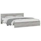 Bed Frame Grey Sonoma Engineered wood, Plywood slats 200 x 200 cm 3207586