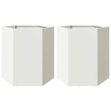 Garden Planter 2 pcs White Hexagon 46x40x45 cm Steel 851111