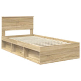 Bed Frame with Headboard Sonoma 100 x 200 cm Solid Pine Wood 3410638