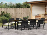 Garden Dining Set 9 pcs Black Powder-Coated Steel 3379253