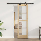 Sliding Door Natural 61 x 198.5 cm Solid Pine Wood and Glass 3332265