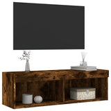 TV Cabinet with LED Lights Smoked Oak 100x30x30 cm 837163