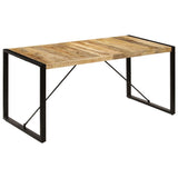 Dining Table Brown and Black Solid Mango Wood and Powder-Coated Steel 247417