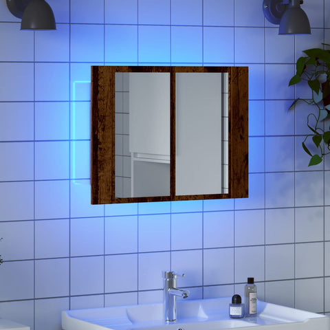 ZNTS LED Mirror Cabinet Old Wood 60x12x45 cm Engineered Wood 856282