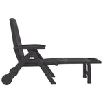 ZNTS Folding Sun Lounger with Wheels Anthracite PP 364698