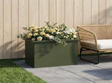 Garden Planter with LED Olive Green 40 x 60 x 40 cm Steel 8008146