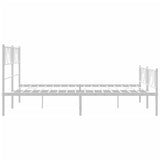 Metal Bed Frame without Mattress with Footboard White 120x200cm 355528