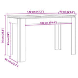 Dining Table Artisan Oak 120x60x76 cm Engineered Wood 855903