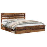 Bed Frame with Headboard Old Wood 200 x 200 cm Solid Pine Wood 3411381