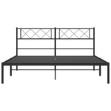 Metal Bed Frame without Mattress with Headboard Black 140x200cm 372278