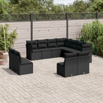 ZNTS 11 Piece Garden Sofa Set with Cushions Black Poly Rattan 3217815