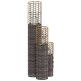 Candle Holders 3 pcs Grey Wicker 364360