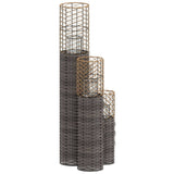 ZNTS Candle Holders 3 pcs Grey Wicker 364360