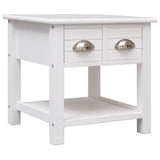 Side Table White 40x40x40 cm Paulownia Wood 284068