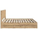 Bed Frame with Storage and Headboard Artisan Oak 180 x 200 cm 3445835