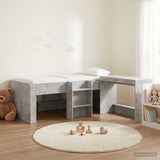 Kids'High Bed Frame with Desk 2 pcs Concrete Grey 3423441