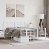 Metal Bed Frame without Mattress with Footboard White 135x190cm 355627