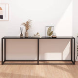 Console Table Black Tempered Glass, Powder-Coated Steel Large 331687