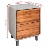 244994 Nightstand Concrete Solid Acacia Wood 40x30x50 cm