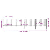 Garden Fence with Spear Top Steel 714.5x120 cm Black 277623