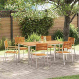 Garden Chair 6 pcs Solid Acacia Wood and Stainless Steel 3334847