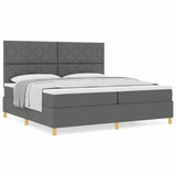 Box Spring Bed with Headboard Dark grey 200 x 200 cm Fabric 3339722