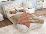 Upholstered bed,Single Bed-3ft ,With slatted frame and headboard, Button Rivet N606P243925B