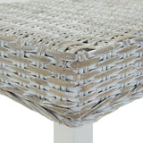 Bench White 160x35x45 cm Natural Kubu Rattan & Solid Wood Mahogany 344877