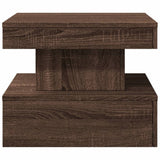 Coffee Table with LED Lights Brown Oak 50x50x40 cm 839846