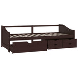 3-Seater Day Bed without Mattress Dark Brown Solid Pinewood 90x200cm 322172