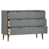 Drawer Cabinet MOLDE Grey 113x40x80 cm Solid Wood Pine 350509