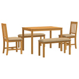 Dining Set 5 pcs Beige Solid Oak Wood 3430276