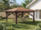 Gazebo with 4 Sidewalls 3.3 x 3.3 m Beige and Brown 42036813