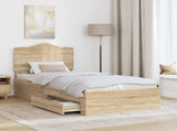 Bed Frame with Drawer Sonoma Oak 100 x 200 cm Engineered Wood 3413641