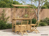 Outdoor Bar Table and Stools 3 pcs Natural Bamboo 3469655