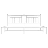 Bed Frame White Steel Double Bed Frame Rectangular Industrial 353593
