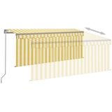 Manual Retractable Awning with Blind 3.5x2.5m Yellow&White 3069398