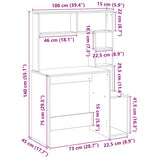 Desk with Shelves Black 100x45x140 cm Engineered Wood 860437
