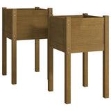 Garden Planters 2 pcs Honey Brown 40x40x70 cm Solid Pinewood 810796