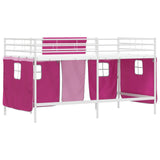 Kids'Loft Bed Frame with Curtains White and Pink 80 x 200 cm 42020823