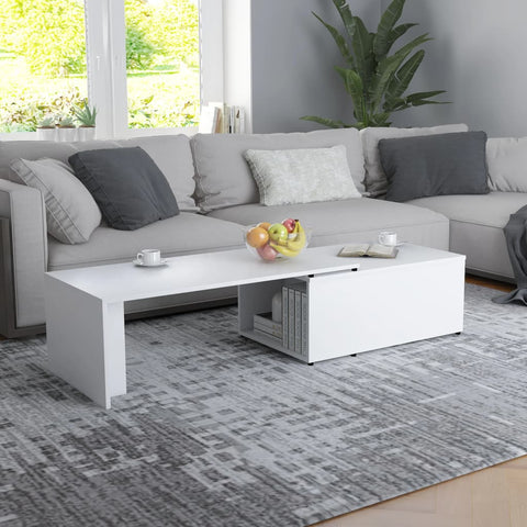 ZNTS Coffee Table White 150x50x35 cm Engineered Wood 801337