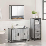 ZNTS 3 Piece Bathroom Furniture Set Grey Sonoma Engineered Wood 3301043