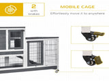 Wooden Indoor Rabbit Hutch Guinea Pig House Bunny Small Animal Cage W/ Wheels Enclosed Run 110 50 T3398P375352