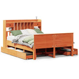 Bookcase Bed without Mattress Wax Brown 160x200 cm Solid Wood Pine 3308917